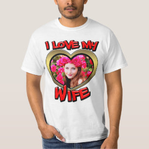 T-shirt J'aime ma femme Graffiti Heart Gold Red Photo
