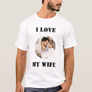 T-shirt J'aime ma femme Rond personnalisé Photo personnali