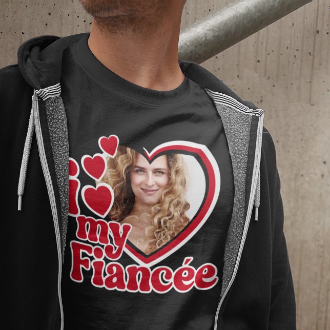 T-shirt J'aime ma fiancée Photo personnalisée (Créateur téléchargé)