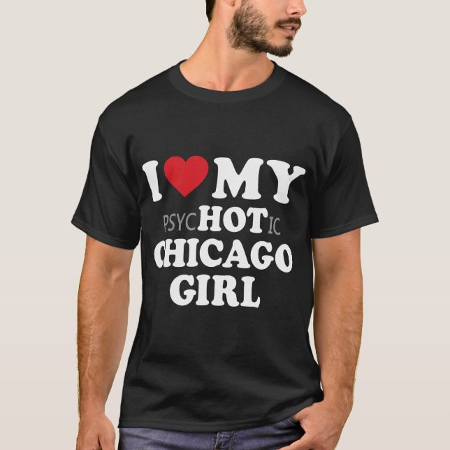 T-shirt J'Aime Ma Fille De Chicago La Saint-Valentin (Devant)