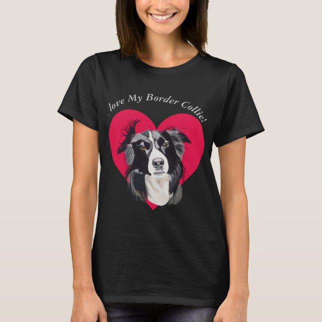 T-shirt J'aime ma frontière Collie 2 (Devant)