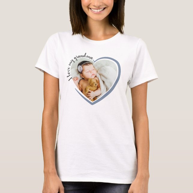 T-shirt J'aime ma grand-mère photo du coeur (Devant)