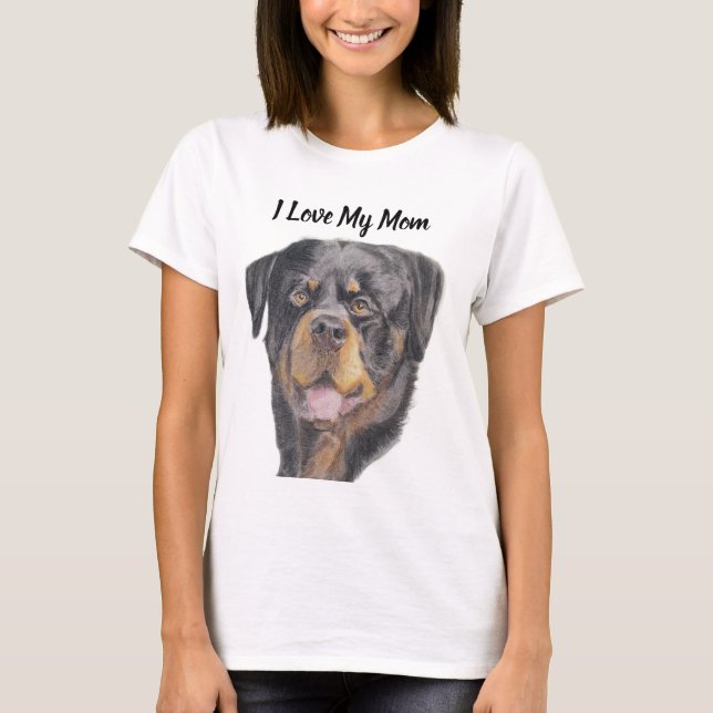 T-shirt J'aime ma maman Rottweiler (Devant)