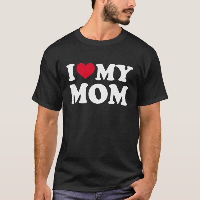 T-shirt J'aime ma mère Coeur Rouge Aimer maman (Devant)