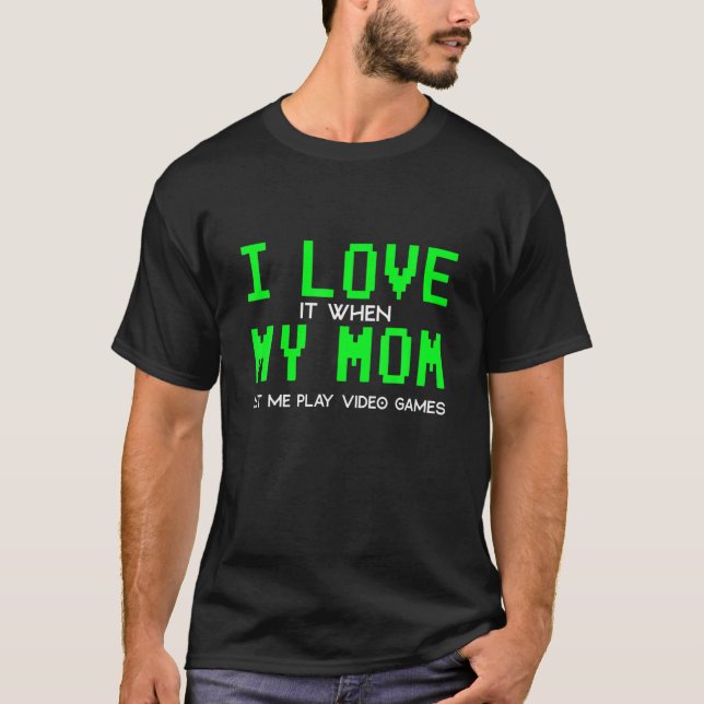 T-shirt J'Aime Ma Mère Gamer Cadeaux Pour Ados Garçons Vid (Devant)