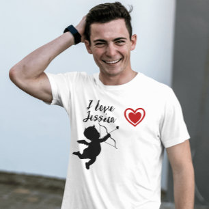 T-shirt J'aime ma petite amie Coeur rouge jolie citation d