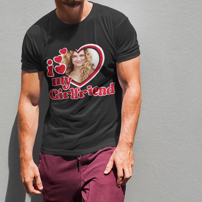 T-shirt J'Aime Ma Petite Amie Personnalisée Noir (Créateur téléchargé)