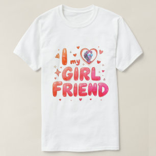 T-shirt J'aime ma petite amie Photo personnalisée