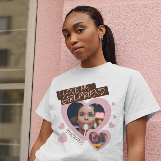T-shirt J'aime ma petite amie | Photo personnalisée 2 (I love my girlfriend)