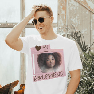 T-shirt J'aime ma petite amie Photo personnalisée et tex