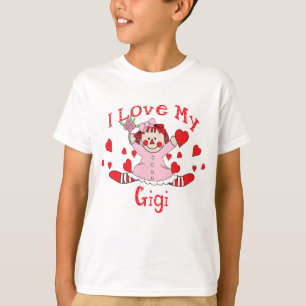 T-shirt J'aime ma poupée et coeurs de chiffon de Gigi