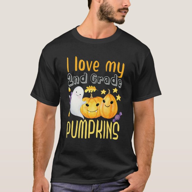 T-shirt J'Aime Ma Salle D'Enseignement Citrouille De Deuxi (Devant)