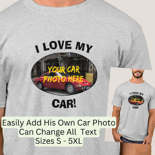 T-shirt J'Aime Ma Voiture ! Ajouter votre photo voiture, m