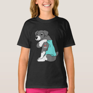 T-shirt j'aime maman tattoo schnauzer drôle mors day dog