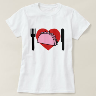 T-shirt J'Aime Manger Pink Tacos Fourche De Couteau