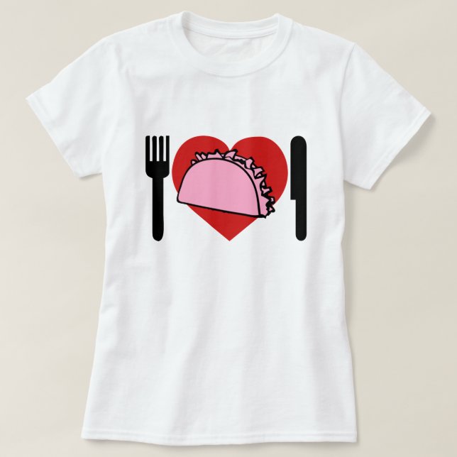 T-shirt J'Aime Manger Pink Tacos Fourche De Couteau (Design devant)