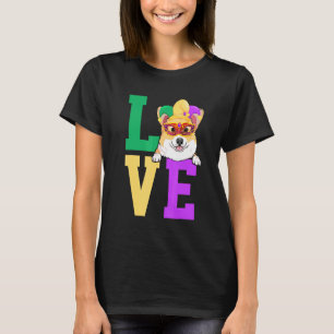T-shirt J'aime Mardi Gras Corgi Chien Famille Associée