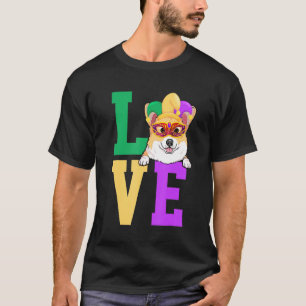 T-shirt J'Aime Mardi Gras Corgi famille de jumelage de chi