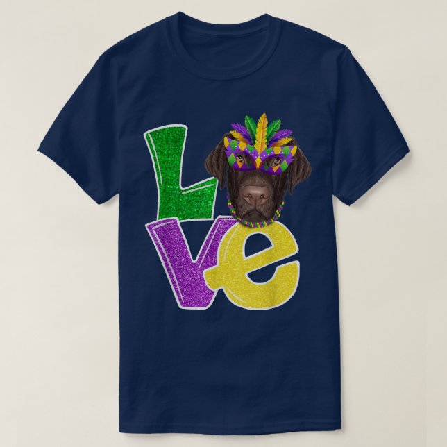 T-shirt J'Aime Mardi Gras Costume Labrador Chien Chiot Ama (Design devant)