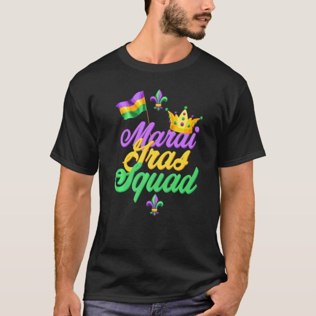 T-shirt J'aime Mardi Gras couronne drapeau Fleur de lis, M (Devant)