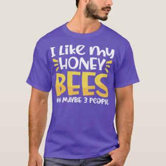 T-shirt J'aime mes abeilles miel et 3 personnes