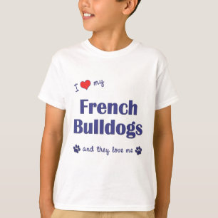 T-shirt J'aime mes bouledogues français (les chiens