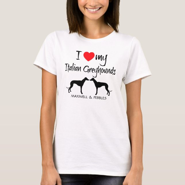 T-shirt J'Aime Mes Chiens Grisons Italiens (Devant)