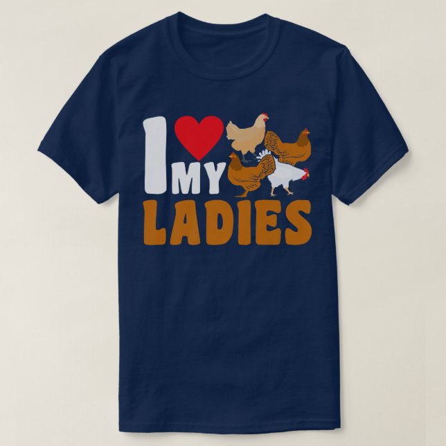 T-shirt J'Aime Mes Dames Poulet Hen Farmer (Design devant)