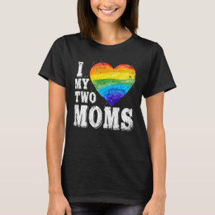 T-shirt J'Aime Mes Deux Moms Lgbt Gay Lesbian Trans Clothi