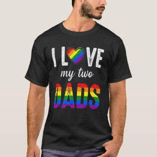 T-shirt J'aime mes deux papas Gay Pride Gay Père Fête Gi