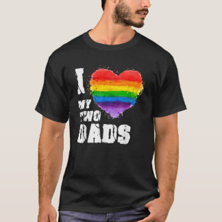 T-shirt J'Aime Mes Deux Pères T Chemise LGBT Gay