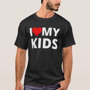 T-shirt J'Aime Mes Enfants Contient Un Coeur Rouge T Chemi