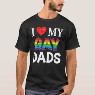 T-shirt J'Aime Mes Gay Dads Lgbt Lesbian Rainbow Fière Fie