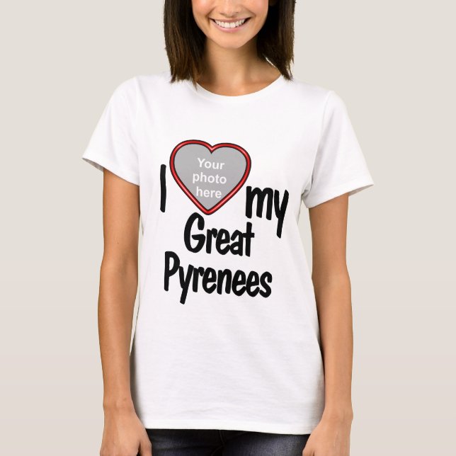 T-shirt J'aime mes grands Pyrénées Red Heart Chig Photo (Devant)