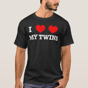 T-shirt J'aime mes jumeaux Coeurs Double Amour Twin Maman 