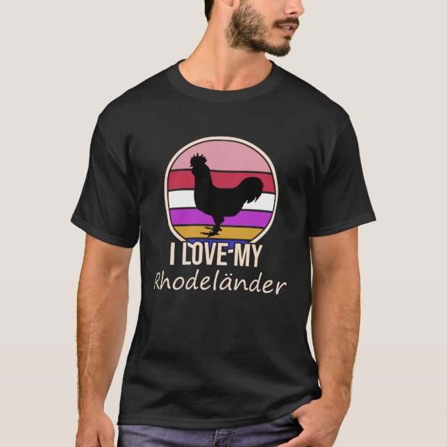 T-shirt J'aime mes poulets Rhodeländer (Devant)