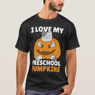 T-shirt J'aime mes Pumkins de maternelle avec un chat pour