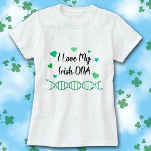 T-shirt J'aime mon ADN irlandais trèfle