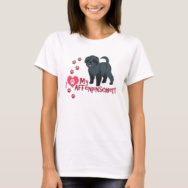 T-shirt J'Aime Mon Affenpinscher ! (Devant)