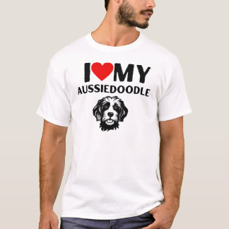 T-shirt J'Aime Mon Aussiedoodle Maman Papa Vintage Aussied
