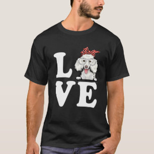 T-shirt J'aime mon bandana de caniche Lunettes Amoureux de
