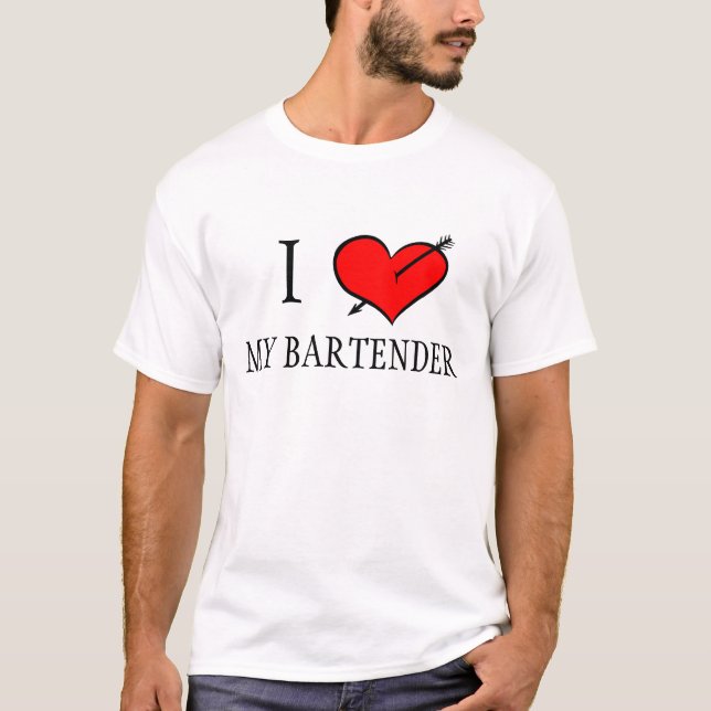 T-shirt J'aime mon barman (Devant)