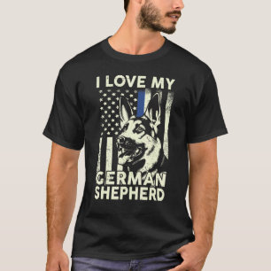 T-shirt J'aime mon Berger Allemand Thin Blue Line K9 Schut