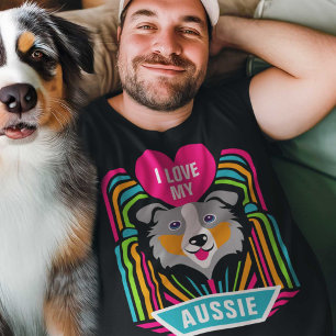 T-shirt J'Aime Mon Berger Australien Aussie Chien Personna