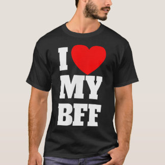 T-shirt J'aime mon BFF Red Heart Meilleur Ami Pour toujour