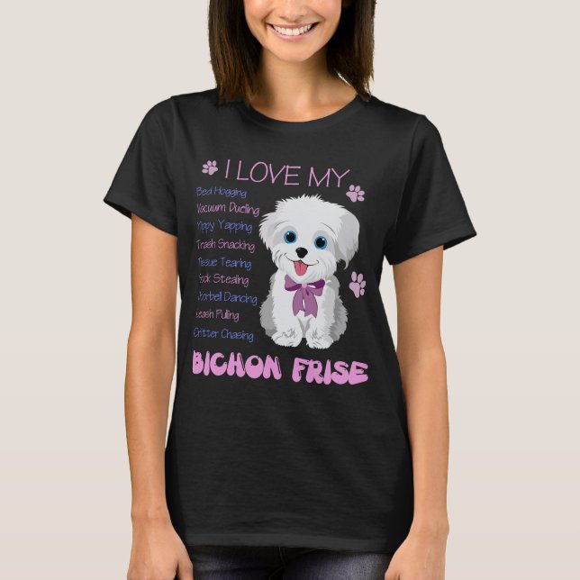 T-shirt J'Aime Mon Bichon Frise Dog Gift Tee (Devant)