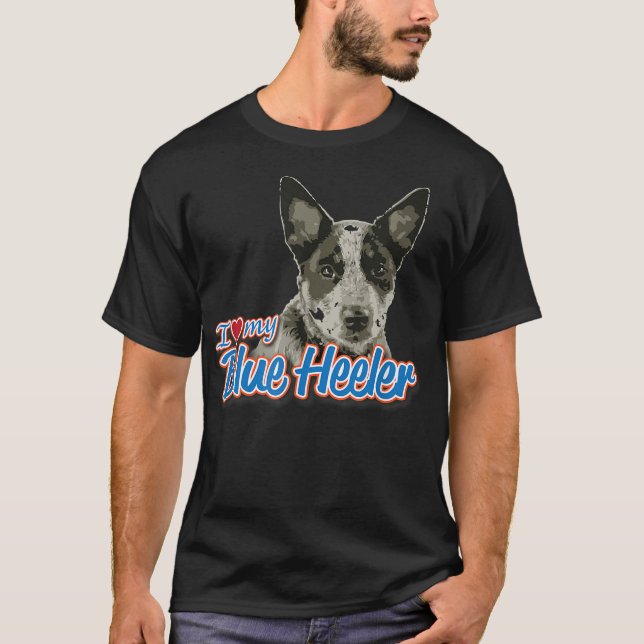 T-shirt J'aime mon Blue Heeler  (Devant)