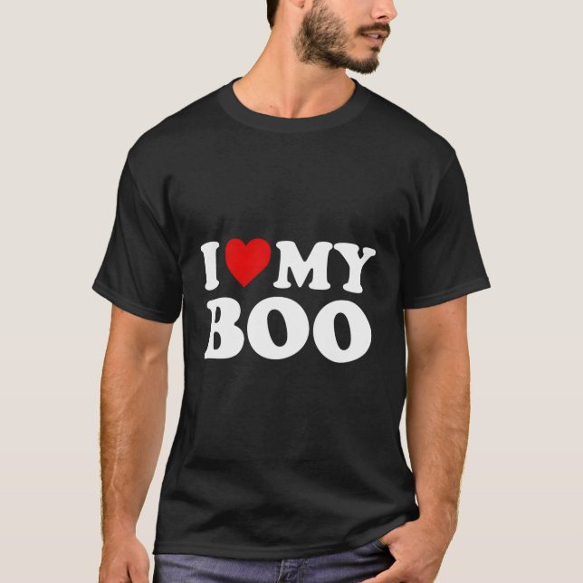 T-shirt J'Aime Mon Boo Boyfriend Bf Red Heart (Devant)