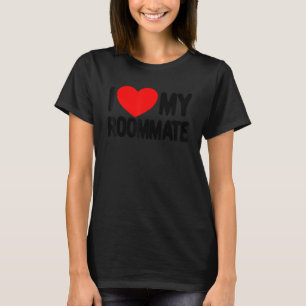 T-shirt J'Aime Mon Camarade De Chambre Coeur Rouge J'Aime 