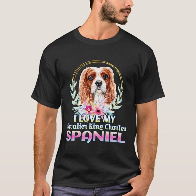 T-shirt J'Aime Mon Cavalier King Charles Spaniel Chien (Devant)